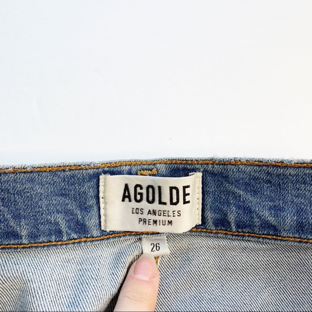 AGOLDE Sophie Skinny Crop Jeans Raw Hem Light Wash Vertigo Blue Size 26 - Picture 6 of 10
